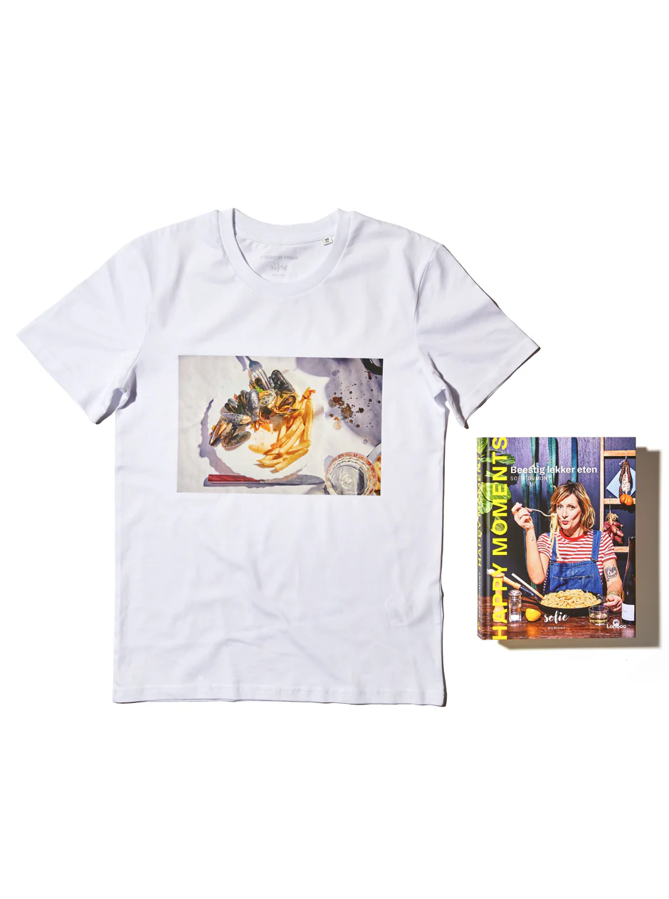 Combo: Boek ‘Happy Moments’ (NL) + T-shirt Moules-frites (M)