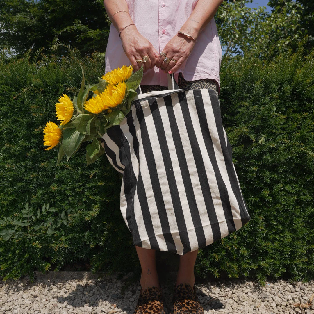 Gestreepte Tote Bag Zwart - Image 2